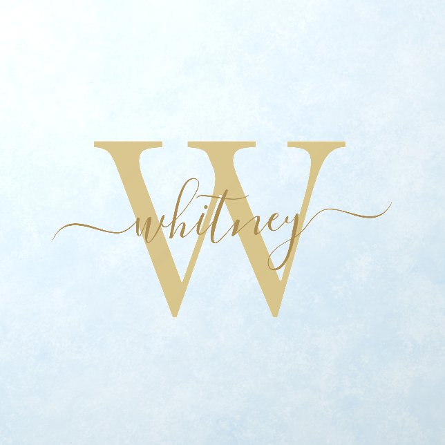 Gold Simple Monogram Name & Initial Wall Decal (Insitu 1)