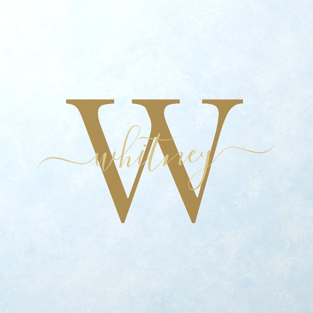 Gold Simple Monogram Name & Initial Wall Decal (Insitu 1)