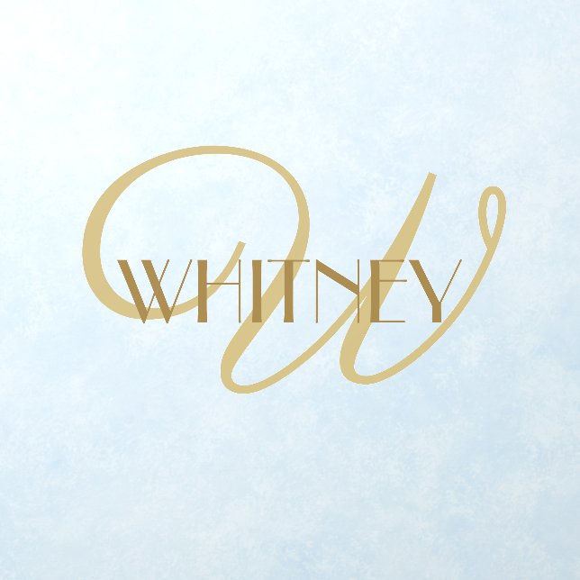Gold Simple Monogram Name & Initial Wall Decal (Insitu 1)