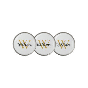 Gold Simple Monogram Name Personalized Golf Ball Marker