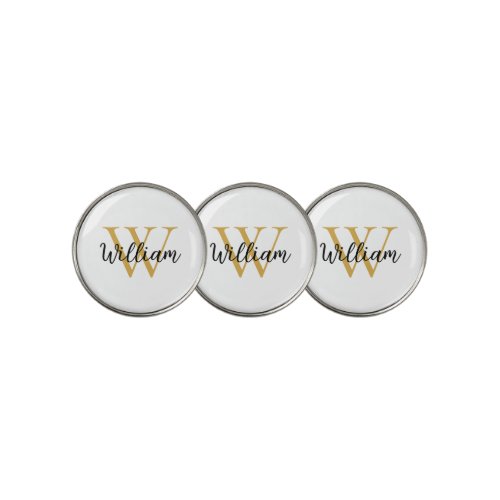 Gold Simple Monogram Name Personalized Golf Ball Marker