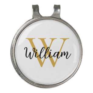 Gold Simple Monogram Name Personalized Golf Hat Clip