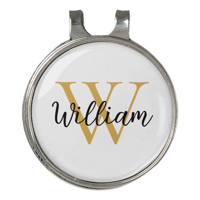 Gold Simple Monogram Name Personalized Golf Hat Clip (Front)
