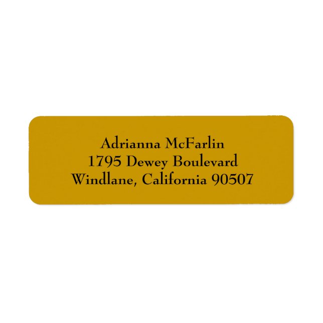 Gold Simple Plain Return Address Labels (Front)
