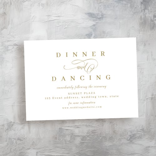 Gold simple romantic script wedding reception enclosure card