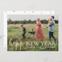 Gold Simple Script Happy New Year Holiday Card