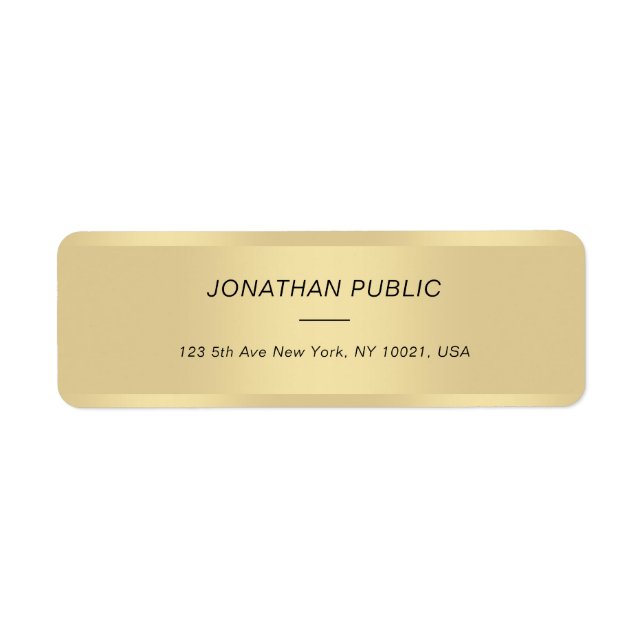 Gold Simple Template Modern Cursive Italic Text Label (Front)