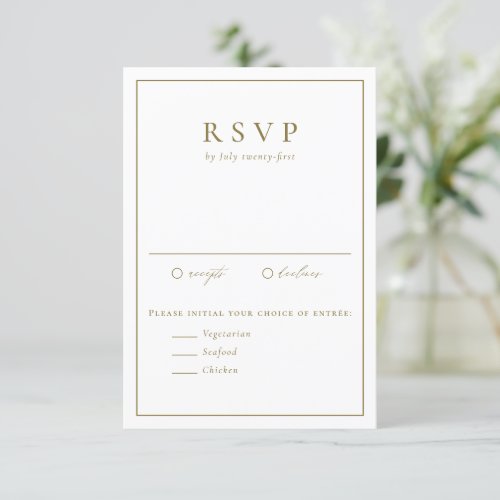 Gold Simple Typography Formal Wedding RSVP Card