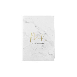 Gold Simple Typography Marble Mr. Passport Holder