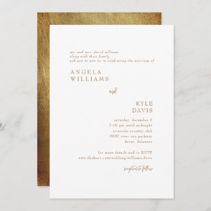 Gold Simplicity Bride Parents Wedding Invitation