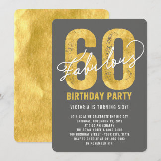 Gold Sixty and Fabulous 60th Birthday Party Invite