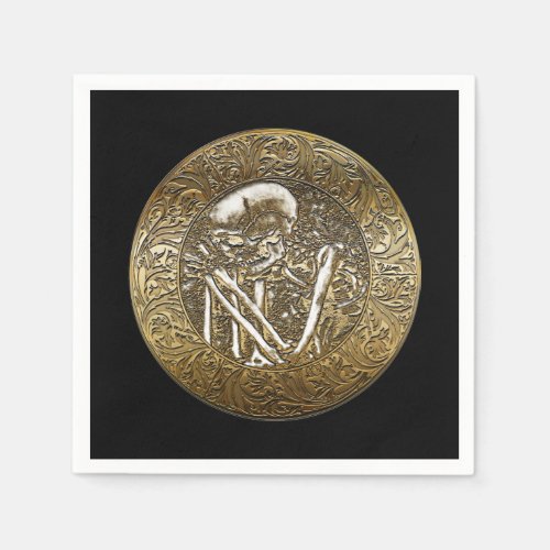 Gold Skeleton Skull Vintage Treasure Coin Napkins