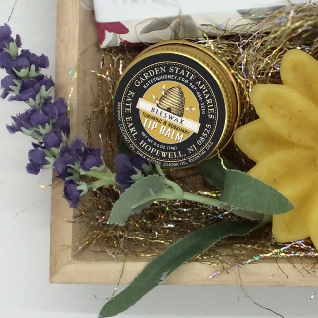 Gold Skep Beeswax Lip Balm with Bees Classic Round Sticker (Creator Uploaded)