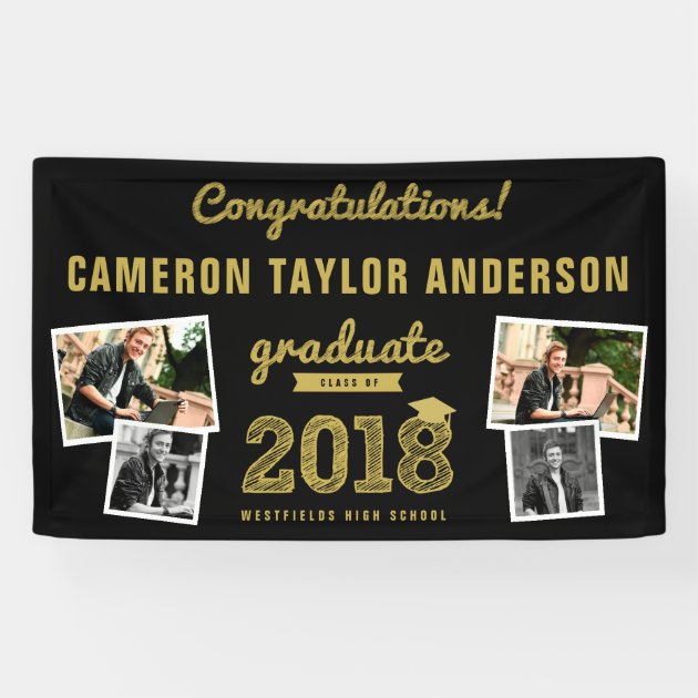 Gold Sketch 2018 Photo Collage Graduation Banner