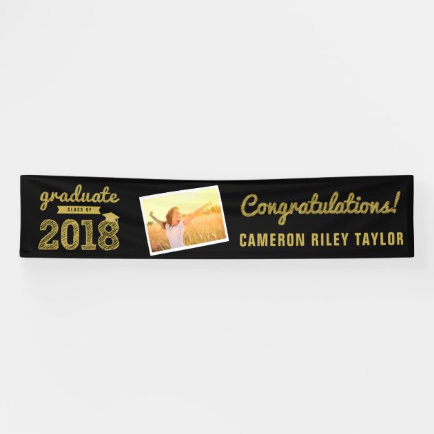 Gold Sketch 2018 Photo Graduation Party Banner