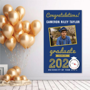 Gold Sketch Class Of 2025 Photo Graduation Party Banner