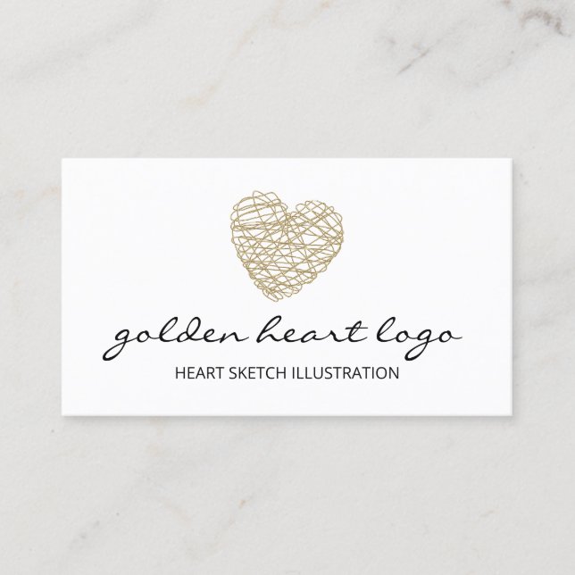 Gold Sketch Heart Jewelry Business Card (Front)
