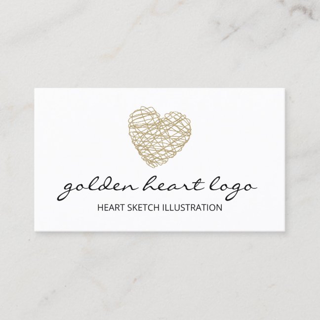 Gold Sketch Heart Jewelry Business Card