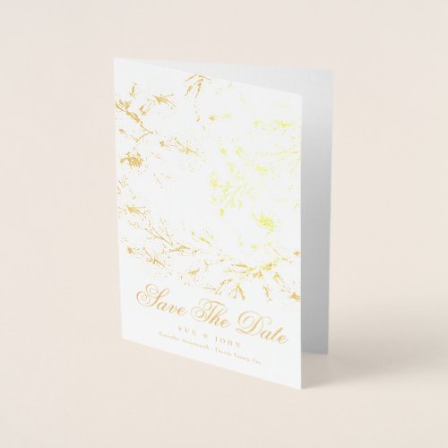 Gold Sketched Floral Save The Date Foil Card