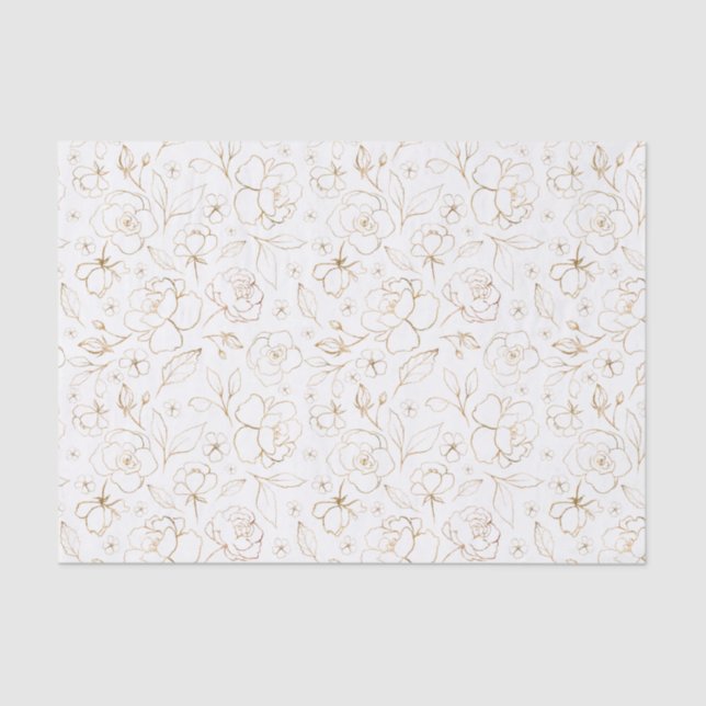 Gold Sketched Roses Tissue Paper (Front)