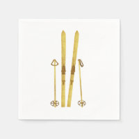 Gold Skis And Poles | Retro Ski Holiday