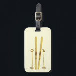 Gold Skis And Poles | Retro Ski Illustration Cream Luggage Tag<br><div class="desc">Modern Alpine ski,  skiing,  skier-themed design with gold skis and gold poles. Simple festive holiday gold ski illustration for ski lovers.</div>