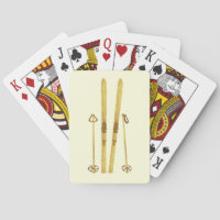 Gold Skis And Poles | Retro Ski Illustration Cream
