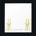 Gold Skis Poles | Vintage Ski Illustration Cream Notepad<br><div class="desc">Modern Alpine ski,  skiing,  skier-themed design with gold skis and gold poles. Simple festive holiday gold ski illustration for ski lovers.</div>