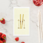 Gold Skis Poles | Vintage Ski Illustration Cream Paper Guest Towels<br><div class="desc">Modern Alpine ski,  skiing,  skier-themed design with gold skis and gold poles. Simple festive holiday gold ski illustration for ski lovers.</div>