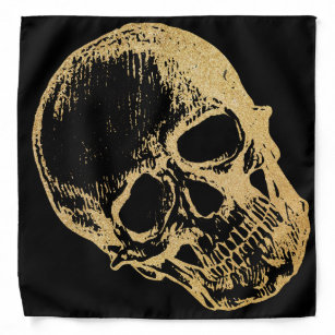 Gold Skull   Bandana   Black
