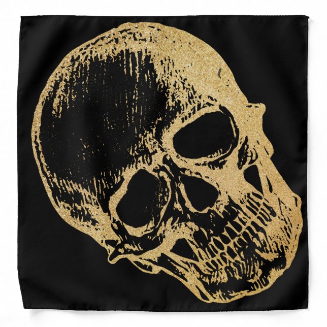 Gold Skull | Bandana | Black (Front)