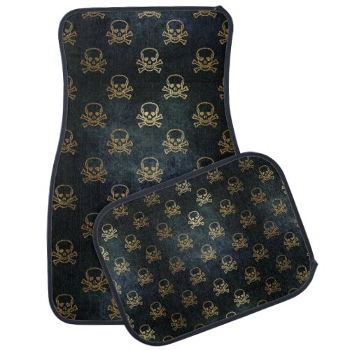 Gold Skull  Crossbones Car Mats