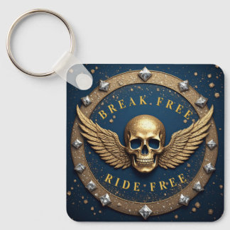 ☠️ Gold Skull Halo Symbol Gift For Rock Fans 💀 Keychain