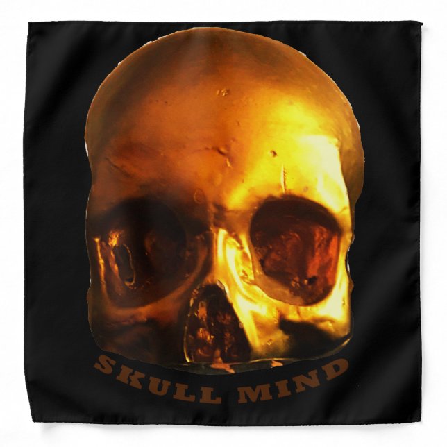 Gold Skull Mind Black Bandana (Front)