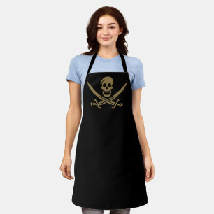 Gold Skull & Swords Pirate flag of Calico Jack Apron
