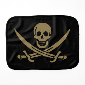 Gold Skull & Swords Pirate flag of Calico Jack Baby Burp Cloth