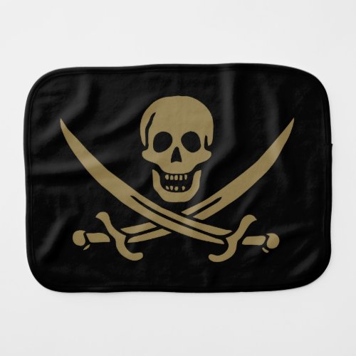 Gold Skull  Swords Pirate flag of Calico Jack Baby Burp Cloth