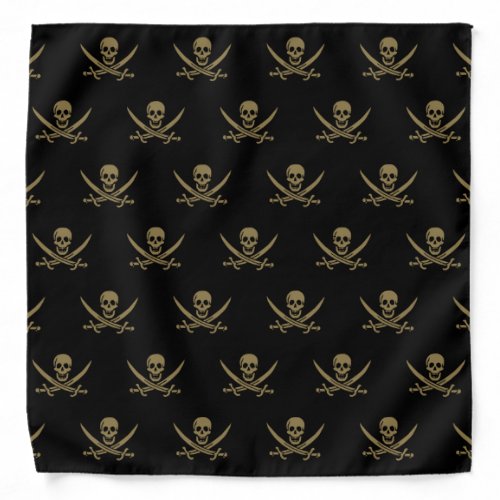 Gold Skull  Swords Pirate flag of Calico Jack Bandana