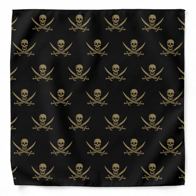 Gold Skull & Swords Pirate flag of Calico Jack Bandana (Front)