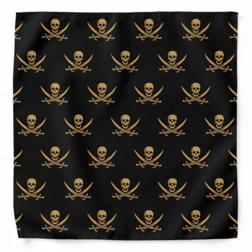 Gold Skull  Swords Pirate flag of Calico Jack Bandana