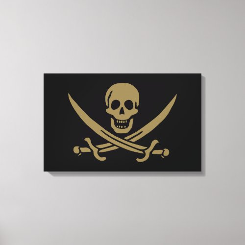 Gold Skull  Swords Pirate flag of Calico Jack Canvas Print