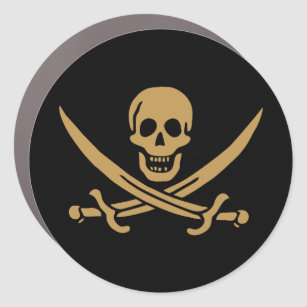 Gold Skull & Swords Pirate flag of Calico Jack Car Magnet
