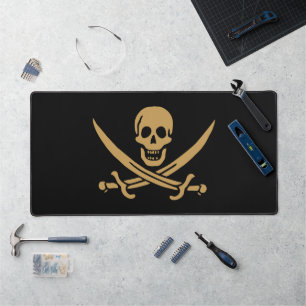 Gold Skull & Swords Pirate flag of Calico Jack Desk Mat