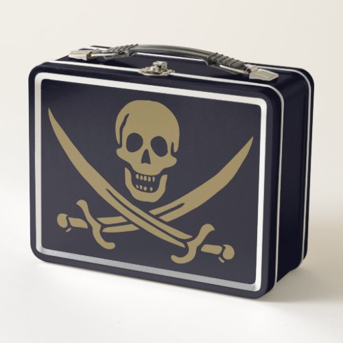 Gold Skull  Swords Pirate flag of Calico Jack Metal Lunch Box