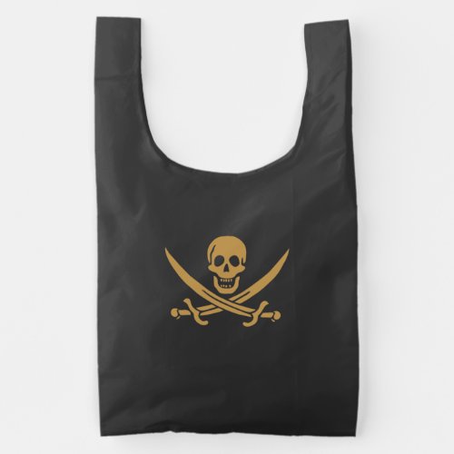 Gold Skull  Swords Pirate flag of Calico Jack Reusable Bag