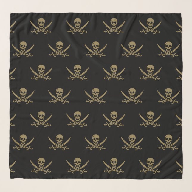 Gold Skull & Swords Pirate flag of Calico Jack Scarf (Front)
