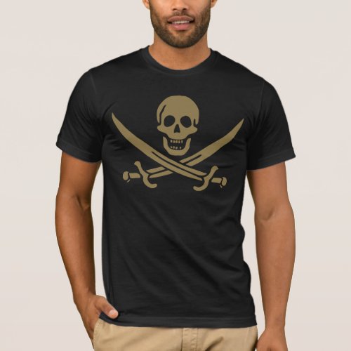 Gold Skull  Swords Pirate flag of Calico Jack T_Shirt