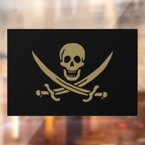 Gold Skull  Swords Pirate flag of Calico Jack Window Cling