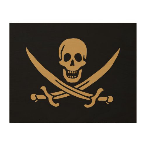 Gold Skull  Swords Pirate flag of Calico Jack Wood Wall Art