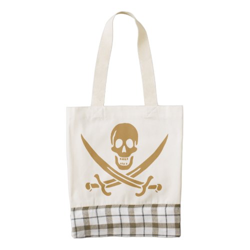 Gold Skull  Swords Pirate flag of Calico Jack Zazzle HEART Tote Bag